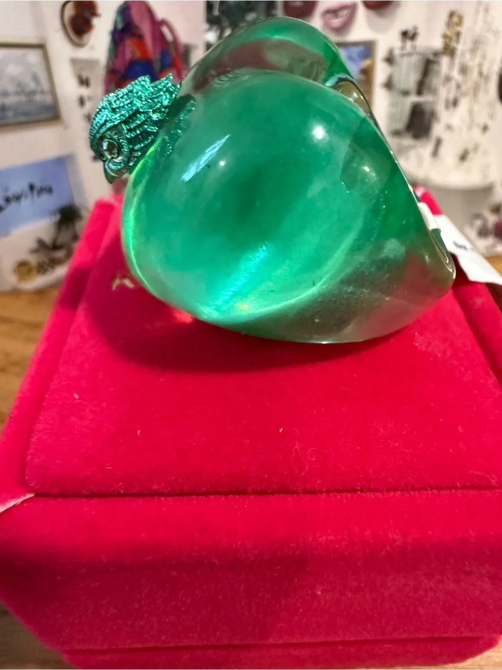 Kurt Geiger Green Heart Ring with Eagle head Accent